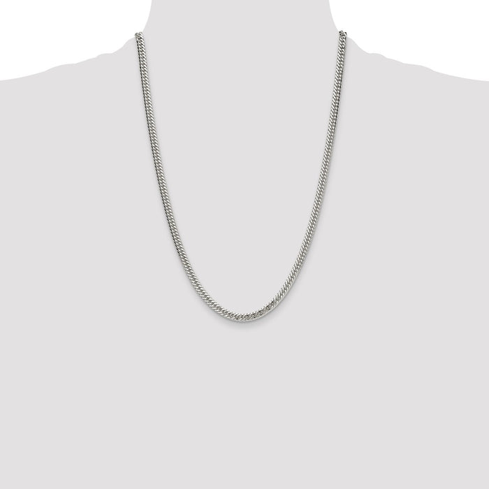 Buy Exclusive 4.8mm Polished Sterling Silver Double Diamond-Cut Curb Chain-4