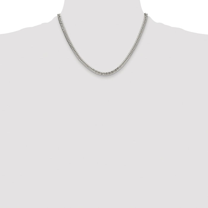 High-Quality Rhodium-Plated Sterling Silver 4.8mm Double Diamond-Cut Chain - Stylish Value!-4