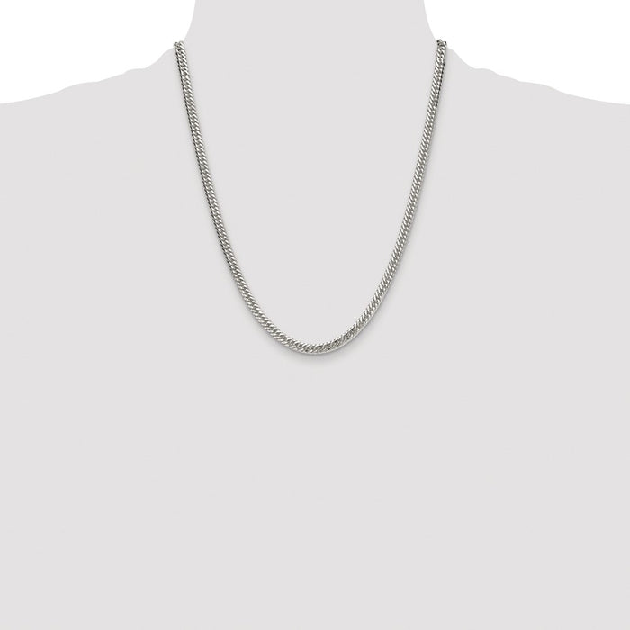Order Stylish 4.8mm Rhodium-Plated Sterling Silver Double Diamond-Cut Chain-4
