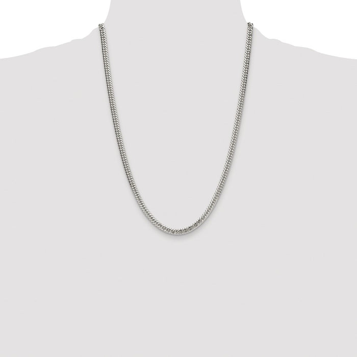 Buy Stylish 4.8mm Rhodium-Plated Sterling Silver Double Diamond-Cut Chain-4