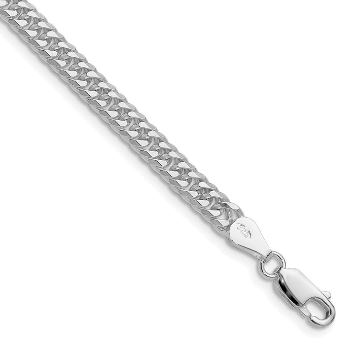 Buy Stylish Rhodium-Plated Sterling Silver 4.8mm Diamond-Cut Curb Chain-1