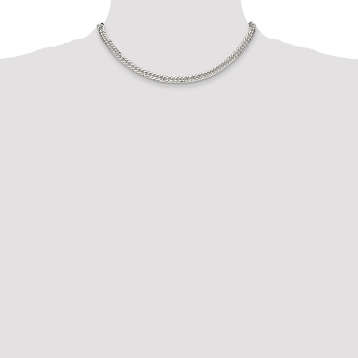 Exclusive Polished Sterling Silver 5.7mm Double Diamond-Cut Curb Chain - Stylish Value!-4