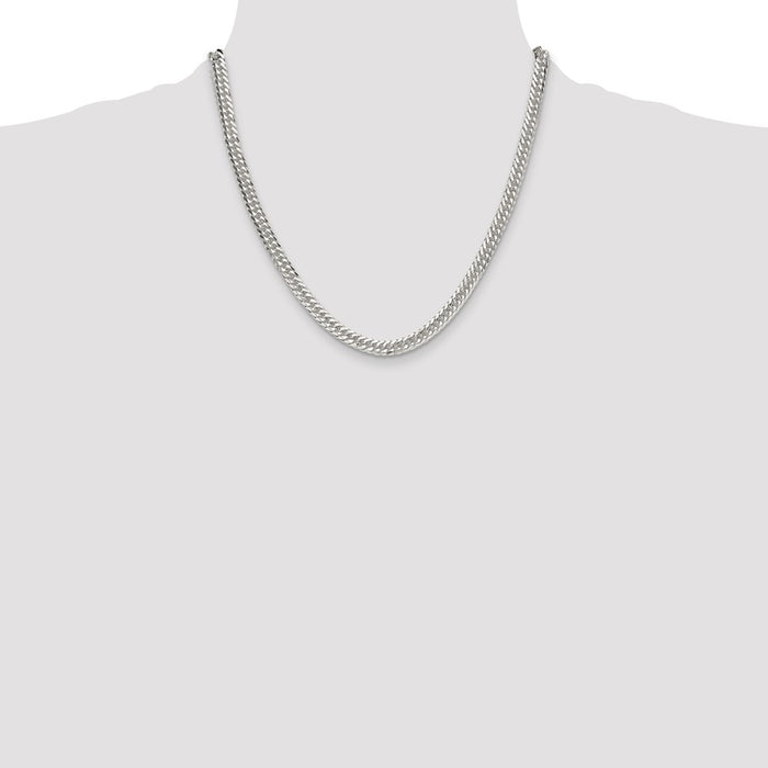 Buy Stylish 5.7mm Double Diamond-Cut Curb Chain in Polished Sterling Silver-4