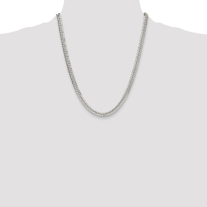 Exclusive 5.7mm Double Diamond-Cut Curb Chain in Polished Sterling Silver - Affordable Value!-4