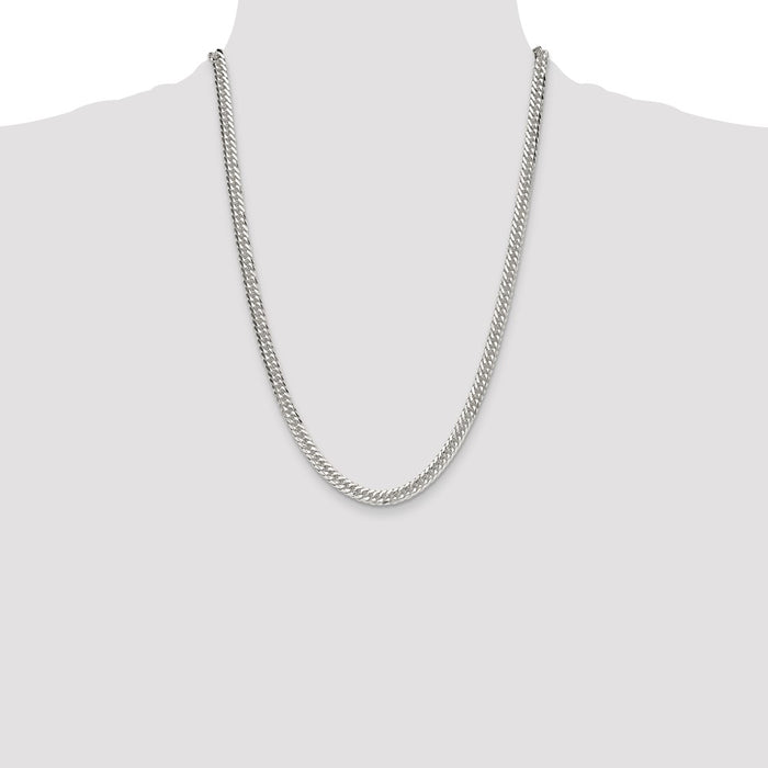 Buy Stylish 5.7mm Polished Sterling Silver Double Diamond-Cut Curb Chain-4