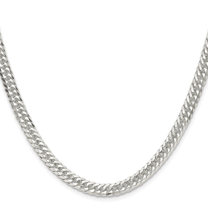Buy Stylish 5.7mm Rhodium-Plated Sterling Silver Double Diamond-Cut Chain-2
