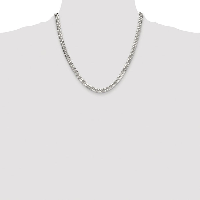 Buy Stylish Rhodium-Plated Sterling Silver 5.7mm Double Diamond-Cut Chain-4