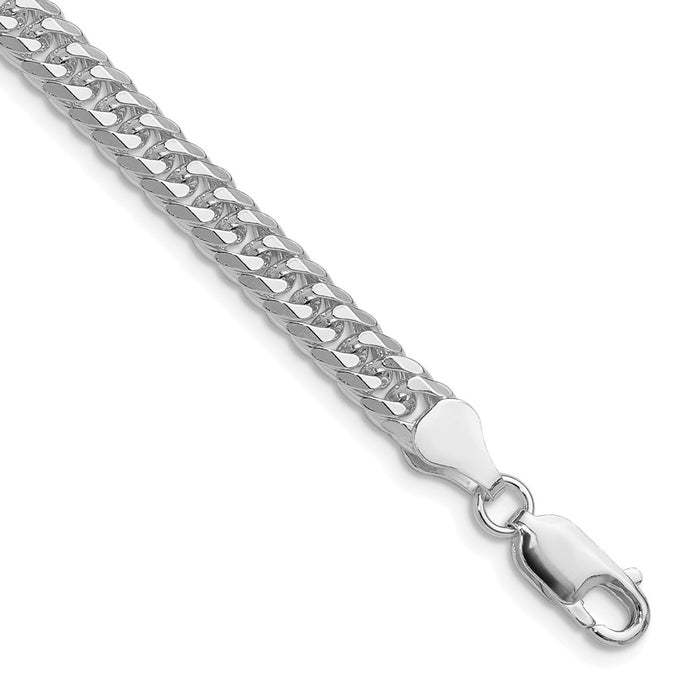 High-Quality 5.7mm Rhodium-Plated Sterling Silver Double Diamond-Cut Chain - Stylish Value!-1