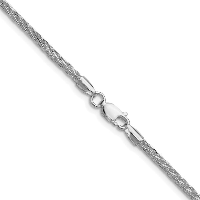 High-Quality Rhodium-Plated Sterling Silver Double Spiga Chain, 2.5mm-3