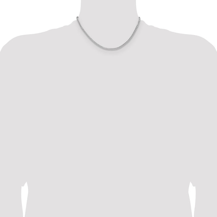 Buy Stylish Rhodium-Plated Sterling Silver 2.5mm Double Spiga Chain, 8 Sides-4