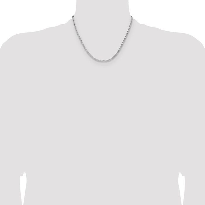 Buy Stylish Rhodium-Plated Sterling Silver 2.5mm 8-Sided Double Spiga Chain-4