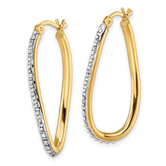 Buy Stylish Diamond Fascination Mystique Oval Twist Hoop Earrings - 18K Gold Plated, Sterling Silver, Affordable Luxury!