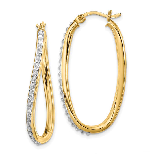 Buy Stylish Diamond Fascination Mystique Oval Twist Hoop Earrings - 18K Gold Plated, Sterling Silver, Affordable Luxury!