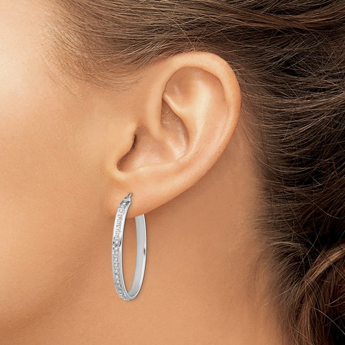 Buy Designer Diamond Fascination Mystique Oval Hoop Earrings - 10g Silver, Stylish Luxury-3