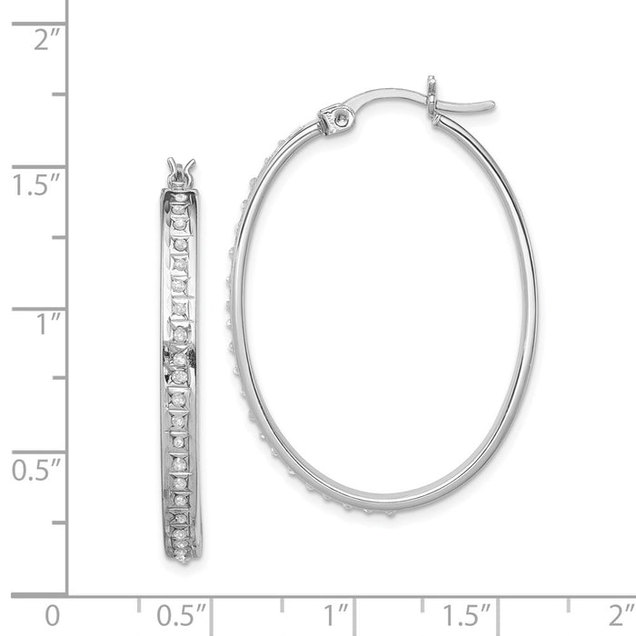 Buy Designer Diamond Fascination Mystique Oval Hoop Earrings - 10g Silver, Stylish Luxury-4