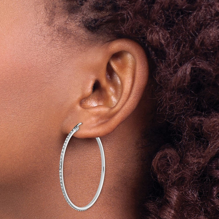 Shop Stylish Diamond Mystique Round Hoop Earrings - 14K Gold, Sterling Silver-3