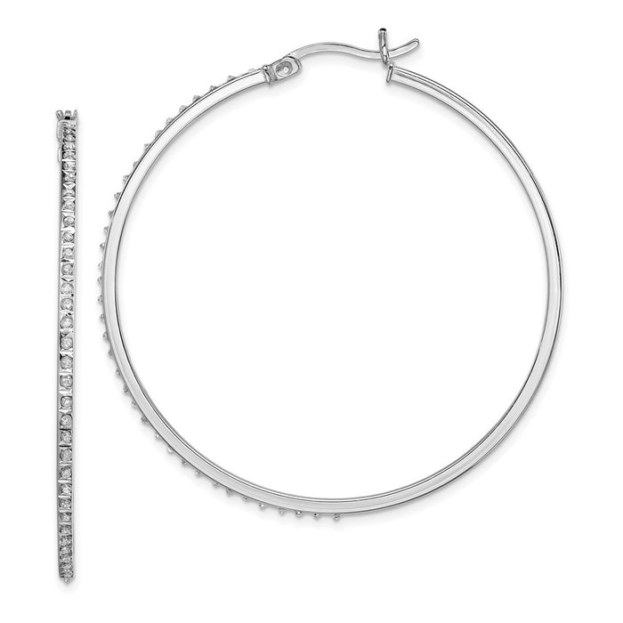Shop Stylish Diamond Mystique Round Hoop Earrings - 14K Gold, Sterling Silver-1
