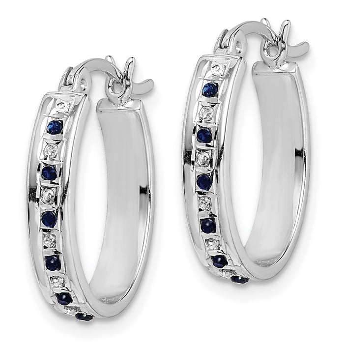 Shop Stylish Diamond & Sapphire Oval Hoop Earrings | Luxury Platinum-Plated-2