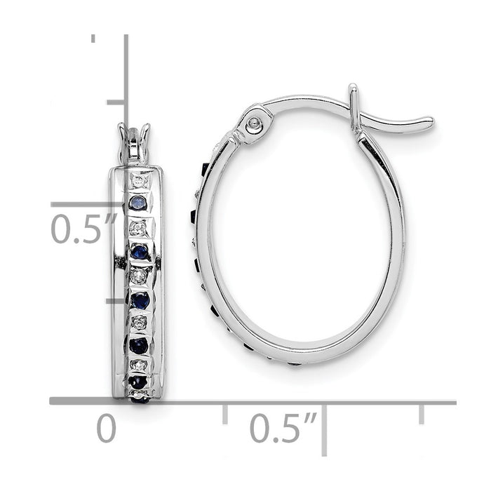 Shop Stylish Diamond & Sapphire Oval Hoop Earrings | Luxury Platinum-Plated-4