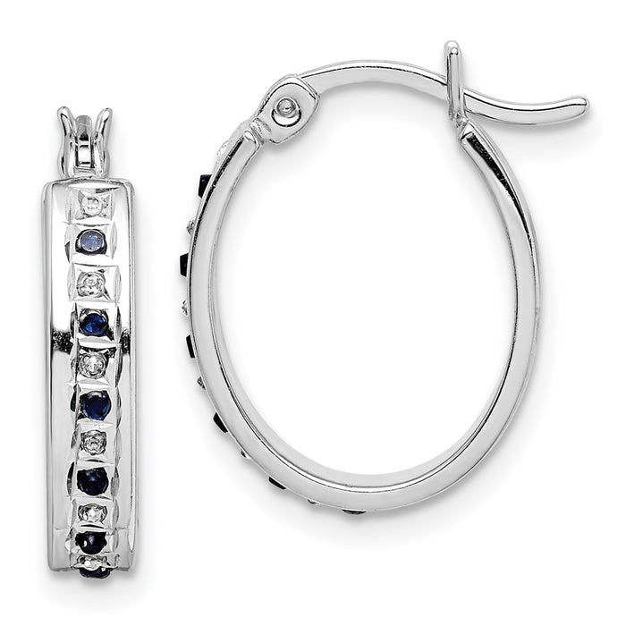 Shop Stylish Diamond & Sapphire Oval Hoop Earrings | Luxury Platinum-Plated-1