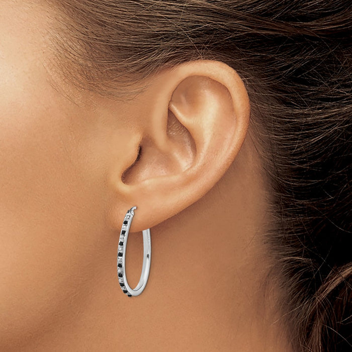 Buy Exclusive Black and White Diamond Hoop Earrings | Stylish Sterling Silver-3