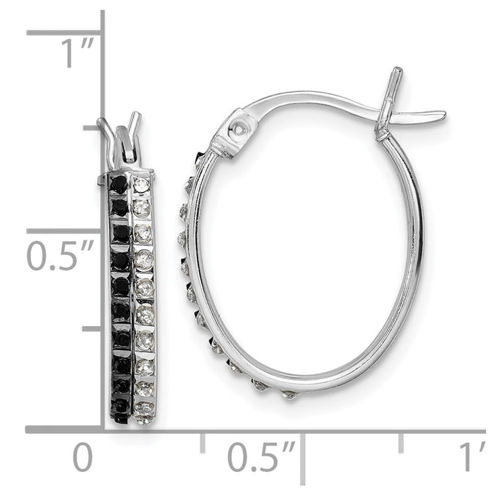 Buy Exclusive Diamond Fascination Mystique Oval Hoop Earrings, 1.5" in Sterling Silver with Platinum Plating & Black & White Diamonds-4