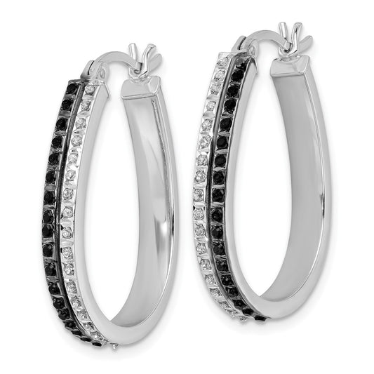 Shop Exclusive Black & White Diamond Hoop Earrings in Platinum-Plated Silver