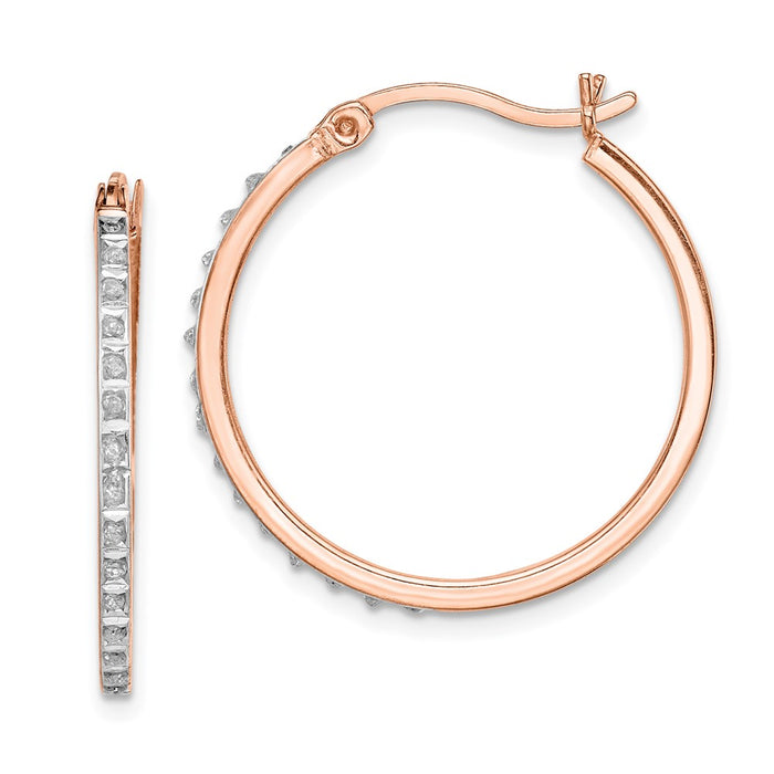 Shop Stylish Diamond Mystique Round Hoop Earrings - 14K Rose Gold Plated, 1.5"-1