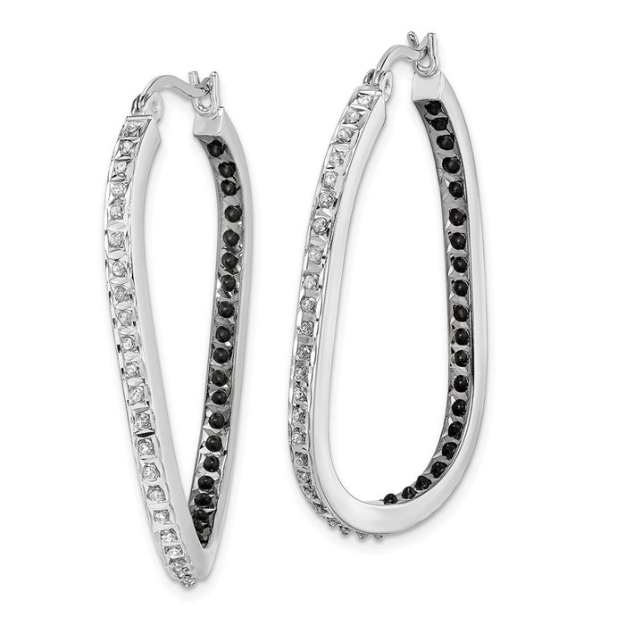 Exclusive Stylish In & Out Hoop Earrings: Black & White Diamonds, Platinum-Plated-2