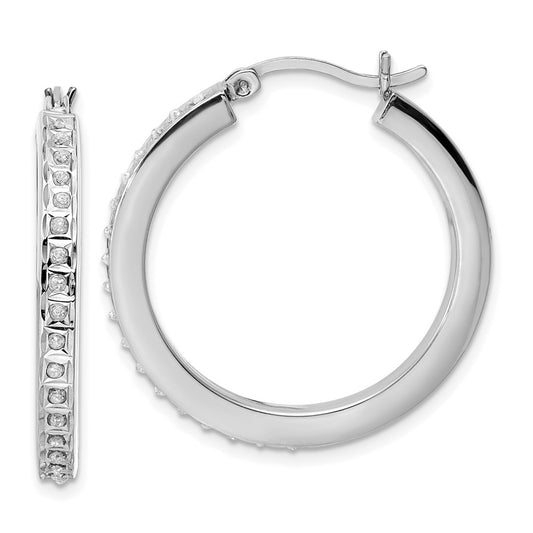 Shop Designer Diamond Fascination Mystique Sterling Silver Hoop Earrings - Luxury Style