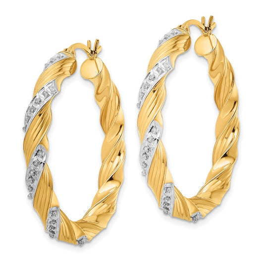 Buy Designer Diamond Mystique Twisted Hoop Earrings - .85mm Sterling Silver, 18K Gold Plating, Affordable Luxury!