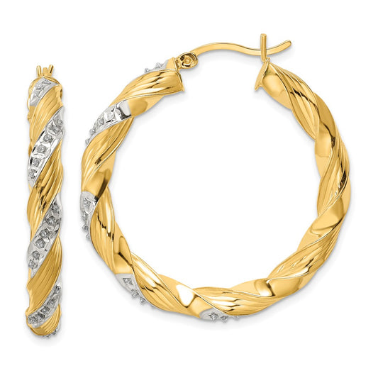 Buy Designer Diamond Mystique Twisted Hoop Earrings - .85mm Sterling Silver, 18K Gold Plating, Affordable Luxury!