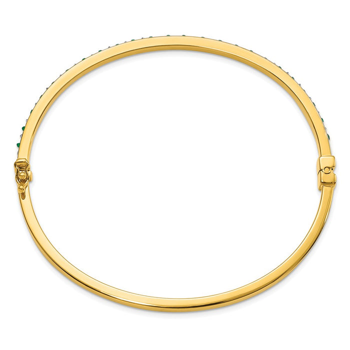 Buy Stylish Diamond & Emerald Hoop Earrings & Bangle Set - 18K Gold Plated-4