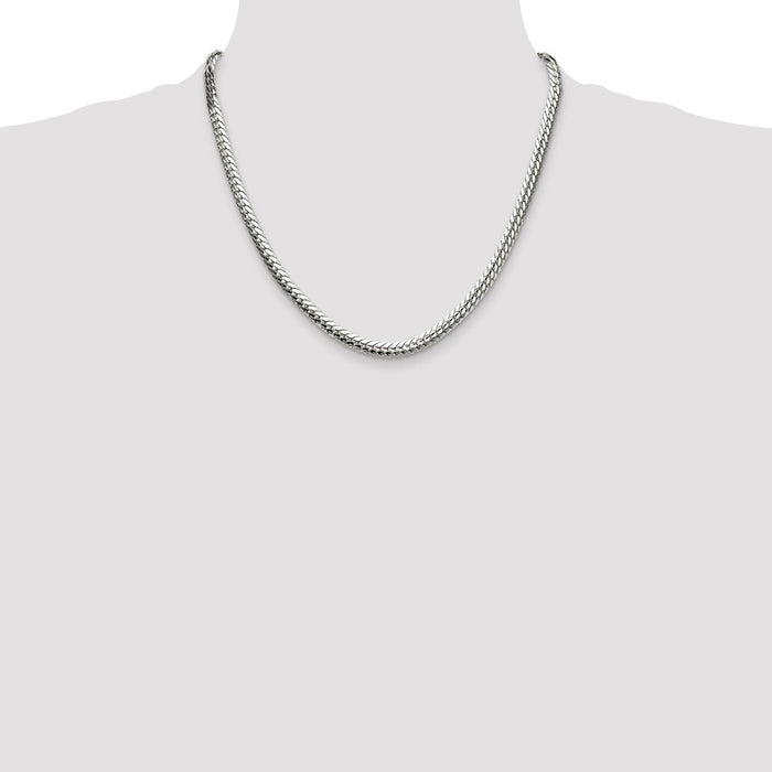 Buy Stylish Polished Sterling Silver 5.1mm Double Oval Flat Chain | Affordable Luxury-4