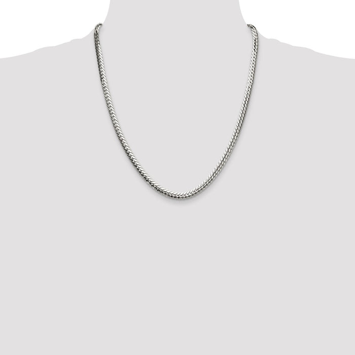 Buy Stylish Polished Sterling Silver 5.1mm Double Oval Flat Chain - Luxury Value!-4