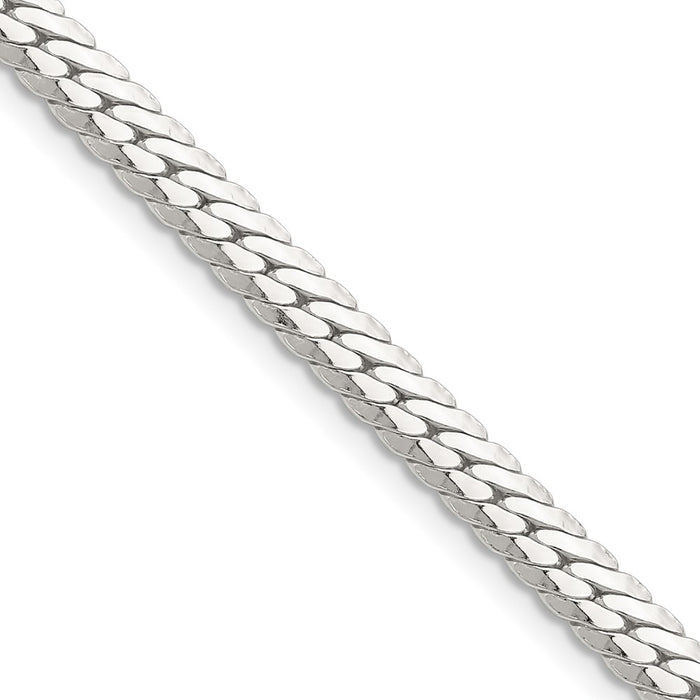 Buy Stylish Polished Sterling Silver 5.1mm Double Oval Flat Chain - Luxury Value!-1