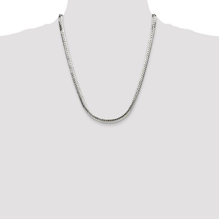 Buy Stylish Polished Sterling Silver 6.25mm Double Oval Flat Chain - Luxury Value-4