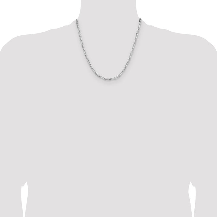 High-Quality Rhodium-Plated Sterling Silver 3.5mm Paperclip Necklace - Stylish Value!-4