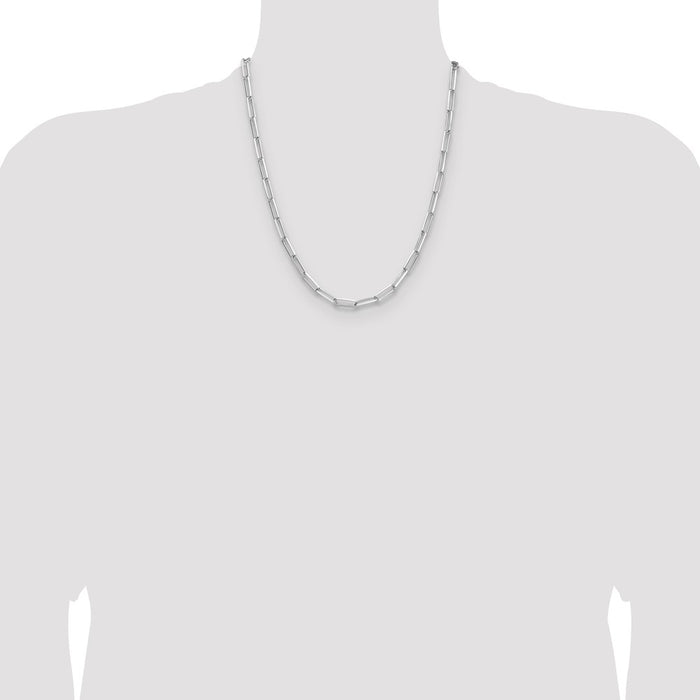 High-Quality Rhodium-Plated Sterling Silver 4.4mm Paperclip Necklace - Stylish Value-4