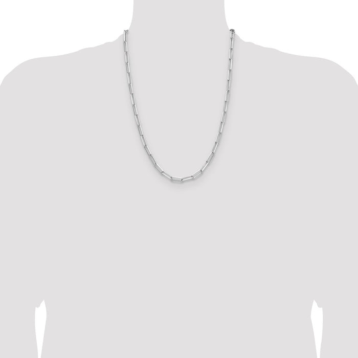 Buy Stylish Rhodium-Plated Sterling Silver 4.4mm Double Paperclip Necklace-4