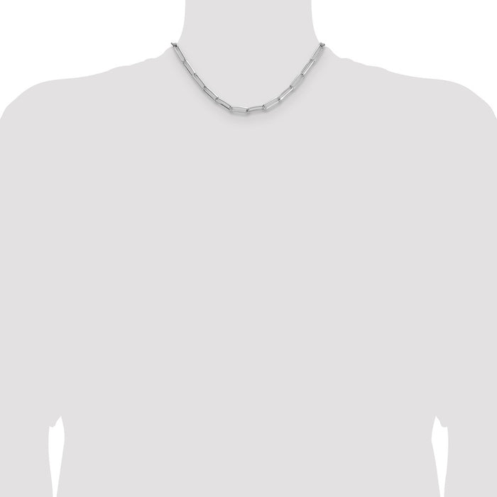 Buy Stylish Rhodium-Plated Sterling Silver 5.5mm Double Chain Necklace-4