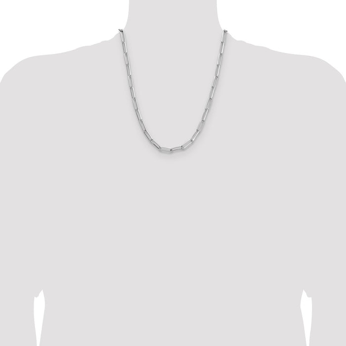 Buy Stylish Rhodium-Plated Sterling Silver 5.5mm Chain Paperclip Necklace-4