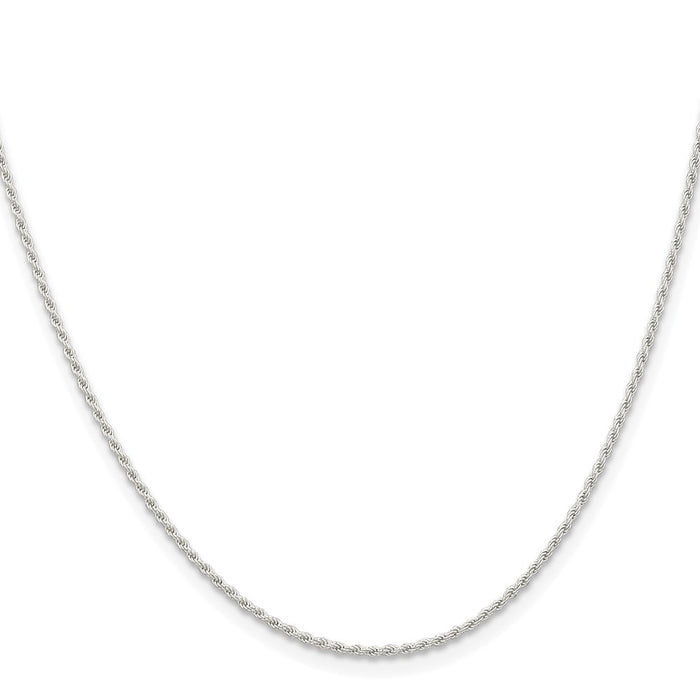 Buy Stylish 1.3mm Rhodium-Plated Solid Rope Chain in Sterling Silver - Value!-2