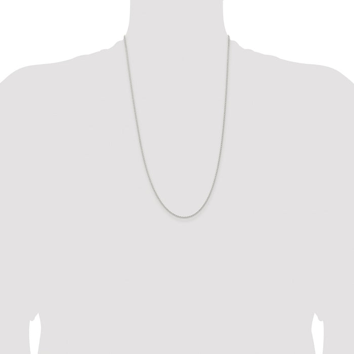 Buy Stylish 1.3mm Rhodium-Plated Solid Rope Chain in Sterling Silver - Value!-4