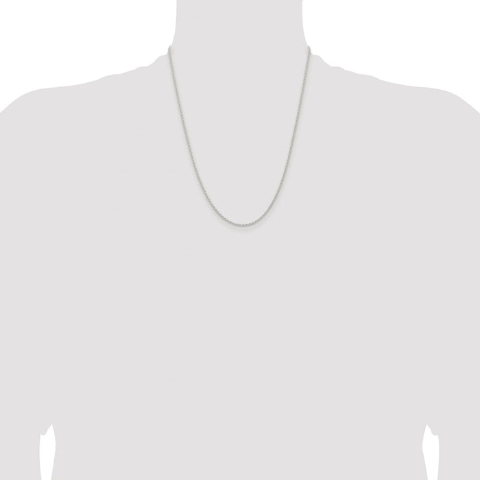 Buy Stylish 1.5mm Rhodium-Plated Solid Rope Chain in Sterling Silver-4