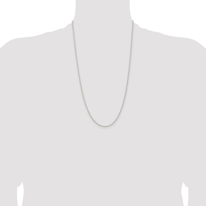 Buy Stylish Rhodium-Plated 1.5mm Solid Rope Chain in Sterling Silver - Affordable Luxury!-4