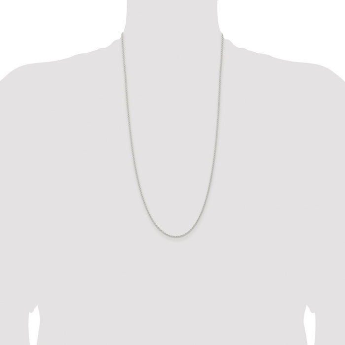 Buy Stylish Rhodium-Plated 1.5mm Solid Rope Chain in Sterling Silver-4