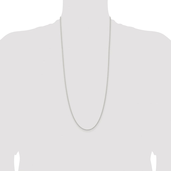 Buy High-Quality 1.5mm Rhodium-Plated Solid Rope Chain in Sterling Silver-4