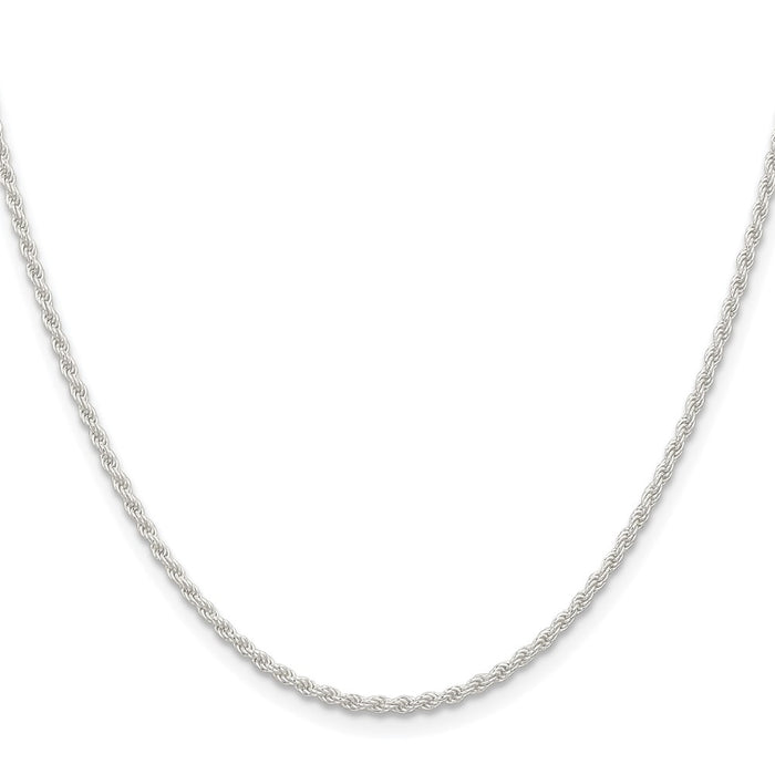 Exclusive 1.8mm Rhodium-Plated Solid Rope Chain in Sterling Silver - Stylish Value-2