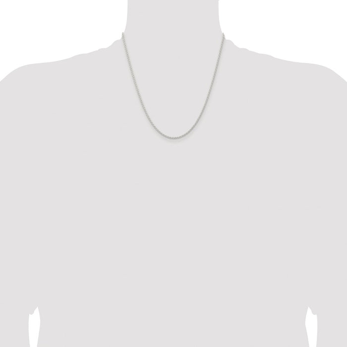 Exclusive 1.8mm Rhodium-Plated Solid Rope Chain in Sterling Silver - Stylish Value-4